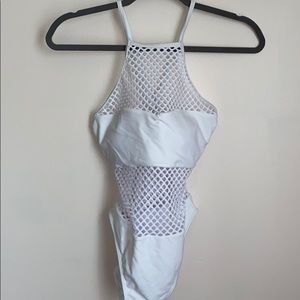 Shein White One-Piece Bathing Suit Sz Small